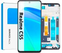 Wyświetlacz LCD IPS do Realme Czarny, Oryginał, Ramka, Realme C55, RMX3710, Service Pack