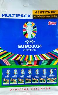 EURO 2024 TOPPS MATCH ATTAX MULTIPACK naklejki 41 NAKLEJEK + 1 SIGNATURE