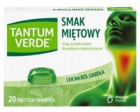 Tantum Verde smak miętowy ból gardła 3 mg 20 pastylek