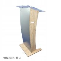 Mównica ze sklejki i plexi + gniazda XLR i USB, laminowana na jasne drewno