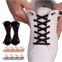 Эластичные шнурки для обуви без привязки с металлической застежкой черный