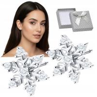 KOLCZYKI SREBRNE ŚNIEŻYNKI 925 Świąteczne Płatki śniegu cyrkoniami Sztyfty