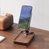Walnut Desktop Mobile Phone Stand with Tray Base