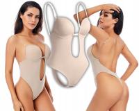 КОРРЕКТИРУЮЩЕЕ БОДИ, БРЕТЕЛИ ДЛЯ ПЛАТЬЯ, БЮСТГАЛЬТЕР С V-ОБРАЗНЫМ ВЫРЕЗОМ, ТРУСИКИ С ОТКРЫТОЙ СПИНОЙ, L