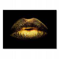 Obraz na płótnie Złote Usta kobieta abstrakcja styl glamour 120x80 cm