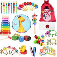 DREWNIANE INSTRUMENTY MUZYCZNE CYMBAŁKI, TAMBURYN, GRZECHOTKI, FLET + LIST