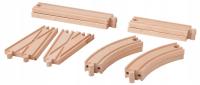 Drewniane tory szyny do rozbudowy kolejka drewniana Ikea Lillabo 10 szt
