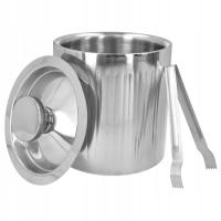 WIADERKO NA LÓD 1,7l termiczne z pokrywką i szczypcami stalowe barmańskie