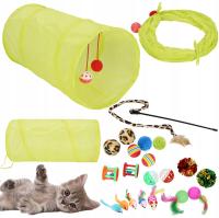 ZESTAW ZABAWEK DLA KOTA INTERAKTYWNE PIŁKA WĘDKA MYSZKI TUNEL DUŻY 21 EL.