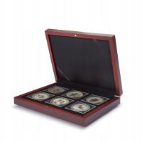 Mahoniowe etui VOLTERRA Leuchtturm na sześć (6) monet w kapslach QUADRUM