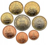SAN MARINO ZESTAW 8 MONET 1 EURO CENT - 2 EURO 2012 R - BUDYNKI RZADKI UNC