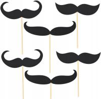REKWIZYTY GADŻETY DO FOTOBUDKI WĄSY CZARNE 6 SZTUK