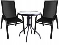 Zestaw mebli ogrodowych stolik i 2 krzesła na balkon lub taras czarny