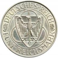 5 Марк Веймар 1930 и освобождение Рейнского монетного двора № 3