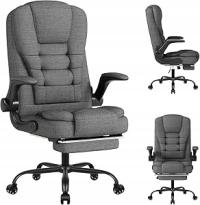 Fotel biurowy Sitmod z podnóżkiem obrotowy ergonomiczny szary materiałowy