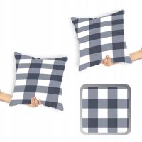 Poszewki na poduszki jaśki granatowo-biała kratka krata 40x40 cm 2 szt