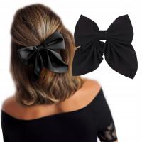 Заколка для волос бант элегантный классический на зажиме черный выпускной