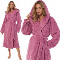 Szlafrok L&L 2402 Geo długi damski wiśniowy