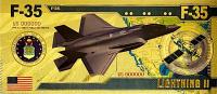 F-35 Myśliwiec POZŁACANY BANKNOT Kolekcjonerski z PVC PREZENT MILITARNY