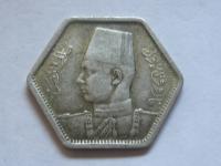 nr1570 Egipt Stara Moneta 2 Piastres 1944 SREBRO
