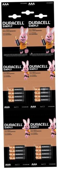 Baterie alkaliczne Duracell Basic LR03 AAA 16 sztuk (4x4) małe paluszki