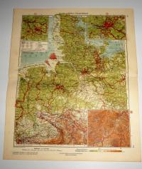 MAPA NIEMCY PÓŁNOCNO-ZACHODNIE 1934 Minerva Atlas