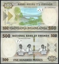 $ Rwanda 500 FRANCS P-42a UNC 2019