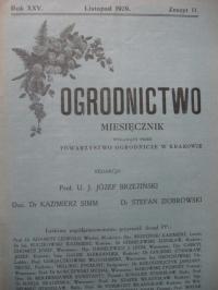 OGRODNICTWO Miesięcznik + Cennik 11/1929