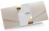VOUCHERY PODARUNKOWE KARTA BON UPOMINKOWY ZŁOTE SREBRNE ROSE GOLD RABATOWY