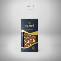 Czekolada mleczna z migdałami i jabłkiem ręcznie robiona 85g. - SZMYD