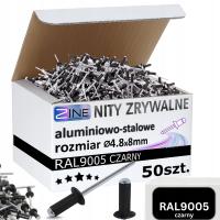 Заклепки 4, 8x8 мм черный цвет RAL 9005 матовый черный Alu ZINE 50 шт