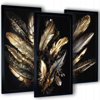 Настенные картины для гостиной с золотыми перьями