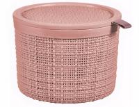 KOSZYK OKRĄGŁY Z POKRYWKĄ KUFEREK NA DROBIAZGI CURVER JUTE 2 l RÓŻOWY