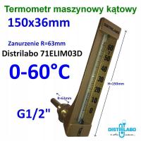 0-60°C króciec 63mm Termometr kątowy maszynowy 150x36mm G1/2