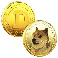 Золотая медаль монета Dogecoin Doge Coin злотый качество