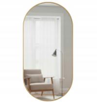 LUSTRO ŁAZIENKOWE OWALNE W ZŁOTEJ RAMIE ŚCIENNE NOWOCZESNE 100x50 CM ZŁOTE