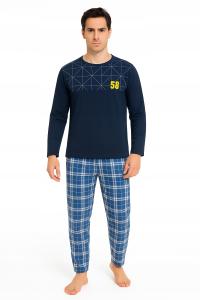 OCIEPLANA PIŻAMA MĘSKA komplet BAWEŁNA długa CIEPŁA