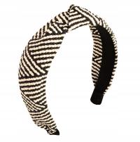 Opaska do włosów rattanowa słomiana węzeł supeł knot paski zebra rafia