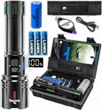 LATARKA TAKTYCZNA WOJSKOWA MOCNA POWERBANK LED 30000 LM ZOOM ZESTAW +GRATIS