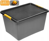 Pojemnik plastikowy 145L z pokrywą i kółkami na zabawki ubrania magazynowy