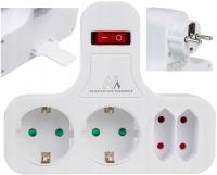 Maclean Gniazdko prądowe poczwórne z wyłącznikiem 2x2.5A 2x16A MCE224G