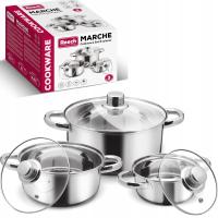 ZESTAW KOMPLET GARNKÓW STAL NIERDZEWNA Gaz Indukcja LP1000 14/18/22 cm