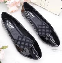 Klasyczne Balerinki damskie LAKIER SKÓRA Czarne 38