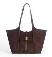 Gallantry Paris Genialna torebka shopper Czekoladowa Zamszowa Kieszonki