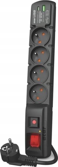 Listwa zasilająca Acar F4 przeciwprzepięciowa 4 gniazda 1.5 m czarna