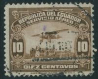 Ecuador 10 cts. - Samolot , Lotnisko