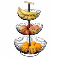 KOSZYK PATERA NA OWOCE WARZYWA METAL ORGANIZER CZARNY STYLOWY 3 POZIOMOWY