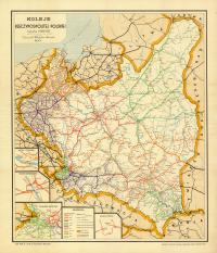 Stara mapa Koleje Rzeczypospolitej Polskiej 1930r. 100x90cm