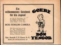 R1356 Goerz Box-Tengor Camera. Stara reklama z ca.1920