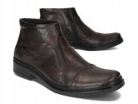 Sztyblety Męskie Trzewiki Ocieplane Kozaki Skóra 188 Brąz Cieniowany